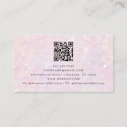 Carte De Visite Code QR rose Luxe (Dos)
