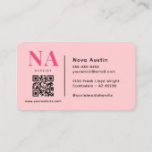 Carte De Visite Code QR Rose Mignon Esthétique Tendance Luxe Monog (Dos)