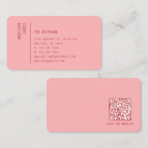 Carte De Visite Code QR Rose Minimaliste Simple Moderne