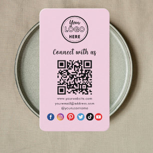 Carte De Visite Code QR Rose Moderne Connectez-Vous Aux Médias Soc