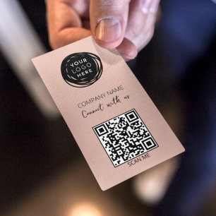 Carte De Visite Code QR rose moderne Médias sociaux