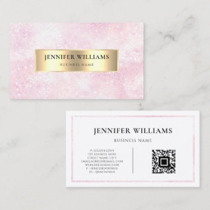 Carte De Visite Code QR Rose Moderne Pailleté Rose Gold Féminin