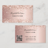 Carte De Visite Code QR rose or rose confetti (Devant / Derrière)