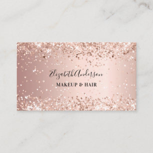 Carte De Visite Code QR rose or rose confetti