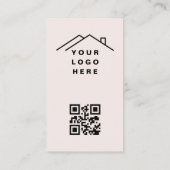 Carte De Visite Code QR Rose Pâle Logo Photo Agent Immobilier (Dos)
