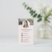 Carte De Visite Code QR Rose Pâle Logo Photo Agent Immobilier (Debout devant)