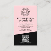 Carte De Visite Code QR Rose Pâle Logo Photo Maquillage Vertical (Dos)