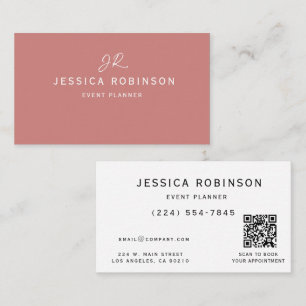 Carte De Visite Code QR Rose Pâle Professionnel 