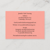 Carte De Visite Code QR Rose Peach Professeur d'Art Tuteur Cours d (Dos)