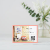 Carte De Visite Code QR Rose Peach Professeur d'Art Tuteur Cours d (Debout devant)