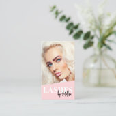 Carte De Visite Code QR Rose Photo Cils Vertical (Debout devant)