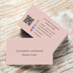 Carte De Visite Code QR rose poudré médias sociaux
