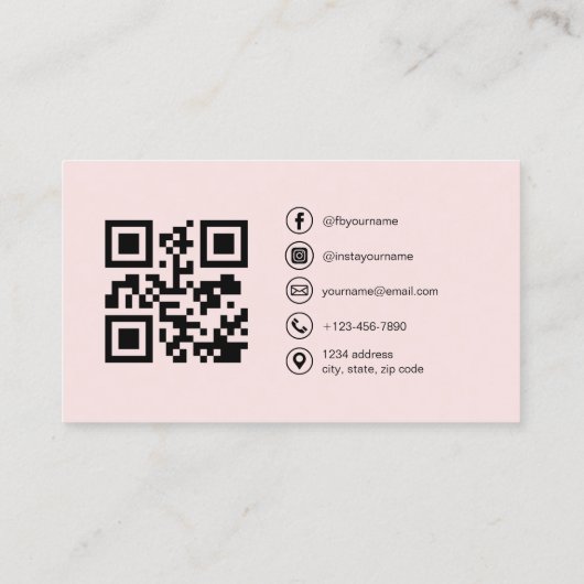 Carte De Visite Code QR rose pour entreprise professionnelle (Dos)