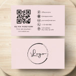 Carte De Visite Code QR rose pour entreprise professionnelle<br><div class="desc">Voici notre Professional Business Blush Pink QR Code Carte de visite, une combinaison de sophistication et de fonctionnalités modernes. Améliorez votre jeu de réseautage avec cette carte élégante et élégante conçue pour créer une impression durable. Avec ses subtiles couleurs rose vif, ce carte de visite est professionnel et élégant. L'ajout...</div>