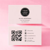 Carte De Visite Code QR rose pour entreprise professionnelle