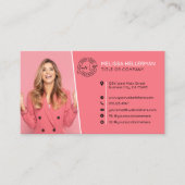 Carte De Visite Code QR Rose Professionnel Photo Votre Logo (Devant)