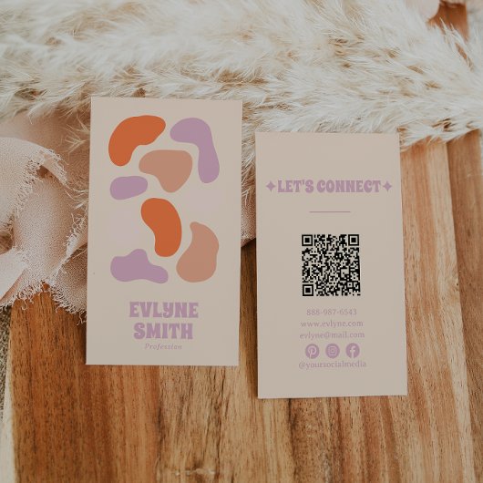 Carte De Visite Code QR rose rétro Abstrait Super Girly