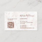 Carte De Visite Code QR | Roses aquarelle beige | Logo (Dos)