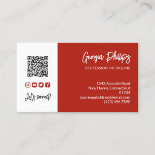Carte De Visite Code QR Rouge Chaud Photo Icônes Réseaux Sociaux
