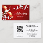 Carte De Visite Code QR | Rouge de grue japonaise (Devant / Derrière)