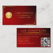 Carte De Visite Code QR Rouge Limo Driver And Chauffeur Service (Devant / Derrière)