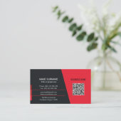 Carte De Visite code QR rouge logo professionnel des médias sociau (Debout devant)
