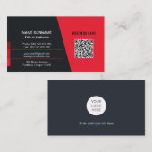 Carte De Visite code QR rouge logo professionnel des médias sociau (Devant / Derrière)