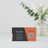 Carte De Visite code QR rouge logo professionnel des médias sociau (Debout devant)