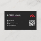 Carte De Visite Code QR Rouge Noir Moderne Immobilier Agent Immobi (Dos)