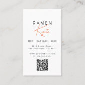 Carte de visite code QR rouge pour restaurant de R (Dos)