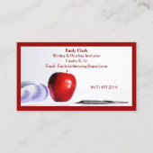 Carte De Visite Code QR Rouge Professeur École Pomme Rouge (Devant)