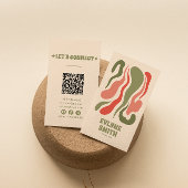 Carte De Visite Code QR rouge rouge Abstrait rétro Boho Super funk
