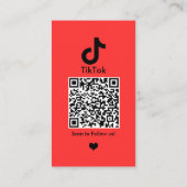 Carte De Visite Code QR rouge TikTok pour les réseaux sociaux (Dos)