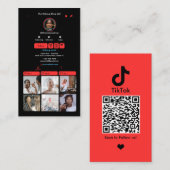 Carte De Visite Code QR rouge TikTok pour les réseaux sociaux (Devant / Derrière)