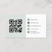 Carte De Visite Code QR Sage Vert pour les Médias Sociaux (Dos)