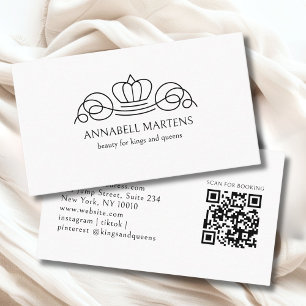 Carte De Visite Code QR Salon Couronne Élégante Blanc
