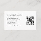 Carte De Visite Code QR Salon Couronne Élégante Blanc (Dos)