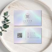 Carte De Visite Code QR Salon de beauté holographique moderne arc-
