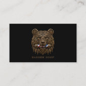 Carte De Visite Code Qr Salon De Coiffure Elegant Bronze Bear (Devant)