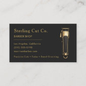 Carte De Visite Code QR Salon de Coiffure Noir & Or Professionnel (Devant)