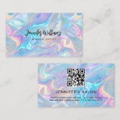 Carte De Visite Code QR Salon Holographique Élégant  (Devant / Derrière)