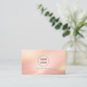 Carte De Visite Code QR Salon Logo Blush Gold Glow (Debout devant)