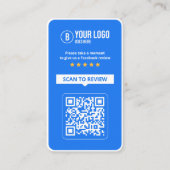 Carte De Visite Code QR scannable 5 étoiles pour avis sur Facebook (Devant)