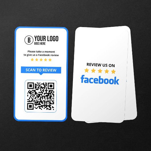 Carte De Visite Code QR scannable 5 étoiles pour avis sur Facebook