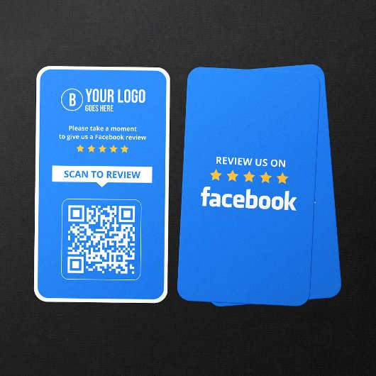 Carte De Visite Code QR scannable 5 étoiles pour avis sur Facebook