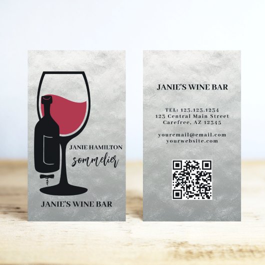 Carte De Visite Code QR scannable du bar à vin
