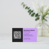 Carte De Visite Code QR scannable Logo Entreprise Lilas Noir (Debout devant)