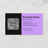 Carte De Visite Code QR scannable Logo Entreprise Lilas Noir (Devant)