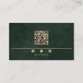 Carte De Visite Code Qr scannable moderne monogramme vert émeraude (Dos)
