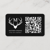 Carte De Visite Code QR scannable noir moderne Monogramme unique (Devant)